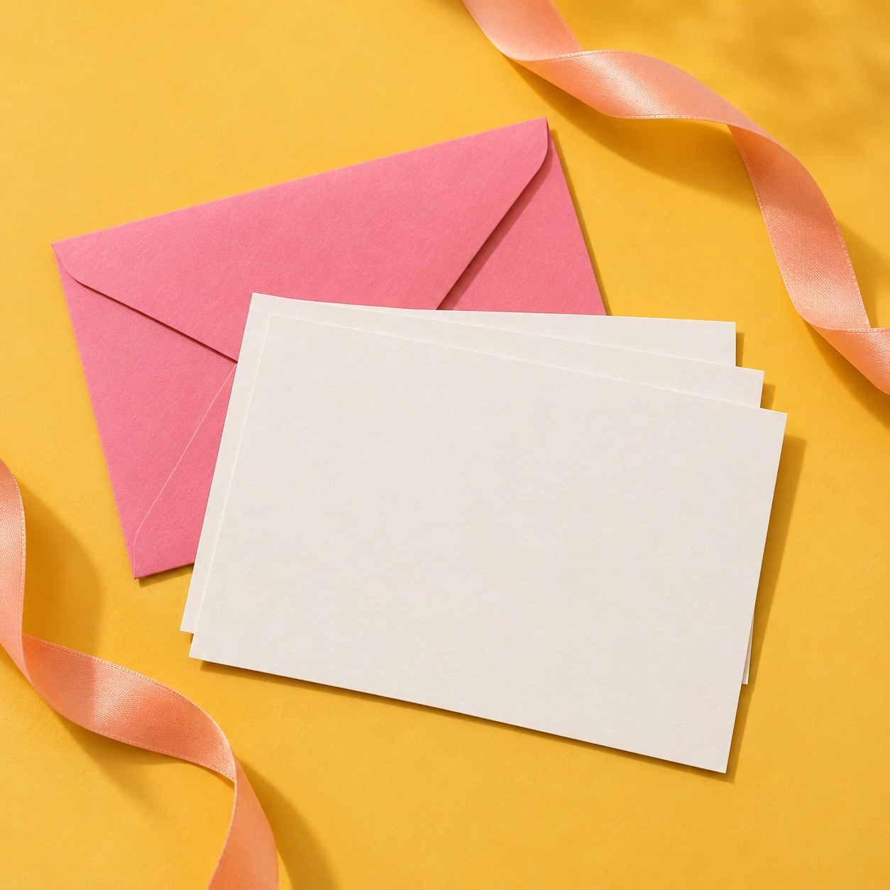 postcard stack in pink, peach, yellow, and cream