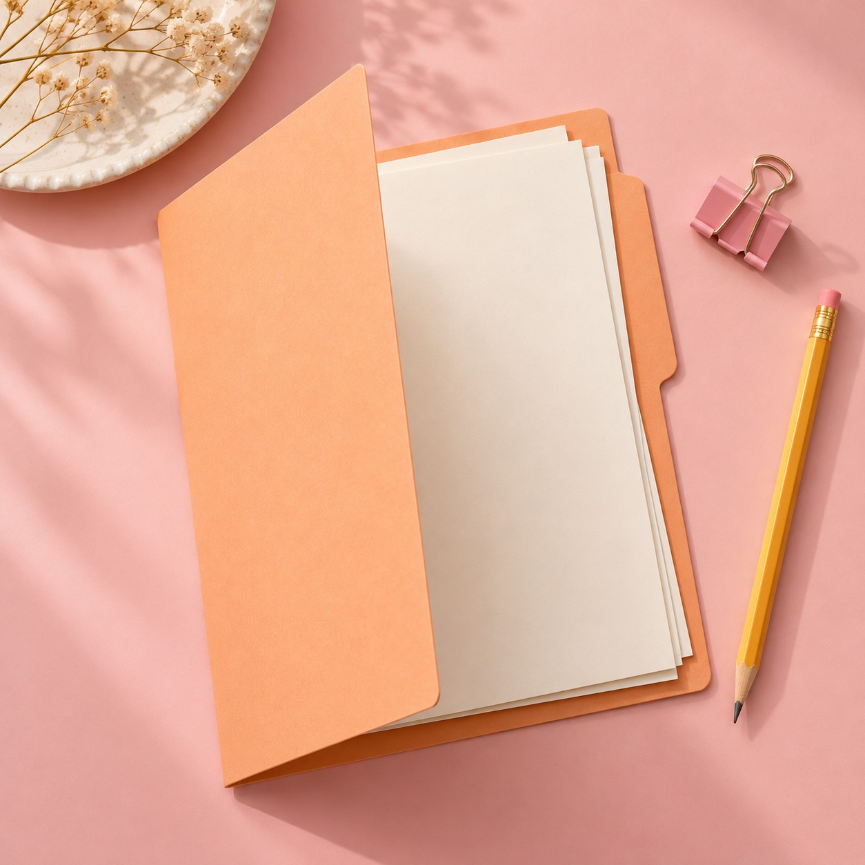 folder pack in pink, peach, yellow, and cream
