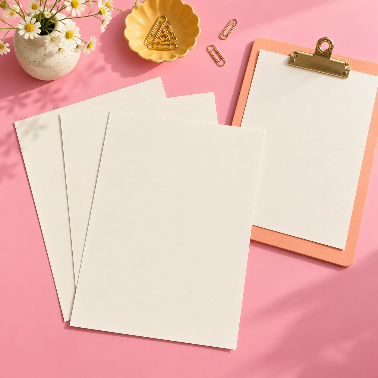 printable sheets in pink, peach, yellow, and cream